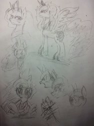 Size: 768x1024 | Tagged: safe, artist:black dog, princess luna, alicorn, pony, female, horn, mare, monochrome, sketch