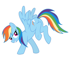 Size: 3000x2464 | Tagged: safe, artist:dripponi, rainbow dash, pegasus, pony, badass, balancing, bucking, glare, grin, imminent kick, looking back, plot, show off, simple background, smiling, solo, spread wings, the ass was fat, transparent background, underhoof, vector