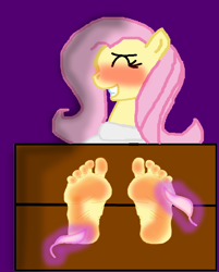 Size: 1024x1271 | Tagged: safe, artist:tizlam97, fluttershy, anthro, plantigrade anthro, 1000 hours in ms paint, feather, feet, foot fetish, foot focus, ms paint, simple background, solo, tickle torture, tickling, wat