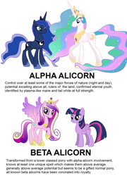 Size: 1400x1948 | Tagged: safe, princess cadance, princess celestia, princess luna, twilight sparkle, twilight sparkle (alicorn), alicorn, pony, alicorn tetrarchy, headcanon, text, theory