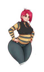 Size: 823x1315 | Tagged: safe, artist:sundown, babs seed, human, applebucking thighs, hand on hip, humanized, impossibly wide hips, older, plump, sexy, solo, stupid sexy babs seed, the ass was fat, wide hips