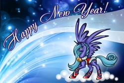 Size: 4666x3124 | Tagged: safe, artist:tomtu, princess luna, alicorn, pony, clothes, happy new year, solo