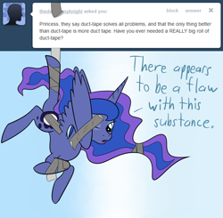 Size: 1280x1254 | Tagged: safe, artist:tootootaloo, princess luna, alicorn, pony, ask, ask princess luna, duct tape, tumblr