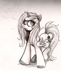 Size: 1000x1169 | Tagged: safe, artist:imalou, princess luna, alicorn, pony, heart, monochrome, solo