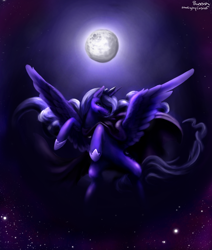 Size: 868x1024 | Tagged: safe, artist:bunnish, artist:conicer, princess luna, alicorn, pony, g4, moon, solo