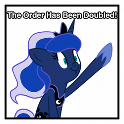 Size: 800x800 | Tagged: safe, artist:extremeasaur5000, edit, princess luna, alicorn, pony, raised hoof, reaction image, solo