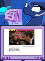 Size: 563x769 | Tagged: safe, princess luna, alicorn, pony, exploitable meme, gamer luna, meme, photo, tv meme