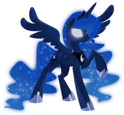 Size: 1257x1164 | Tagged: safe, artist:kilo, princess luna, alicorn, pony, glowing eyes, raised hoof, solo, spread wings