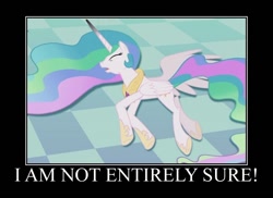 Size: 750x545 | Tagged: safe, edit, screencap, princess celestia, alicorn, pony, a canterlot wedding, betrayal, motivational poster, spoony, ultima, ultima ix, worfed, you had one job