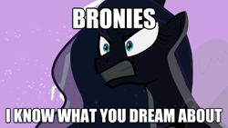 Size: 500x281 | Tagged: safe, edit, edited screencap, screencap, princess luna, alicorn, pony, luna eclipsed, angry, bronybait, image macro, oh no, text