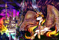 Size: 2500x1700 | Tagged: safe, artist:missyasylum, princess celestia, alicorn, pony, canterlot, female, horn, mare, solo