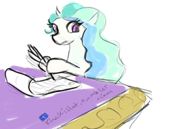 Size: 640x480 | Tagged: safe, artist:khakihat, princess celestia, earth pony, pony, 30 minute art challenge, race swap, solo, writing