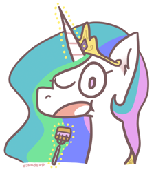 Size: 710x794 | Tagged: safe, artist:dinoderp, princess celestia, alicorn, pony, cake, fork, solo