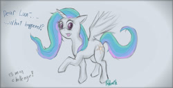 Size: 900x462 | Tagged: safe, artist:foldeath, princess celestia, alicorn, pony, 30 minute art challenge, shrunk, shrunklestia, solo