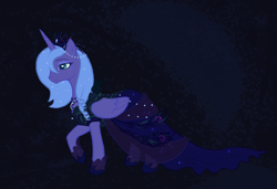 Size: 1140x781 | Tagged: safe, artist:paintedyoko, princess luna, alicorn, pony, clothes, dress, s1 luna, solo