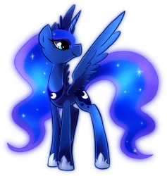 Size: 900x948 | Tagged: dead source, safe, artist:shufflestripes, princess luna, alicorn, pony, simple background, solo