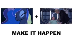 Size: 1340x800 | Tagged: safe, princess luna, alicorn, pony, all caps, crossover, dennis quaid, dream walker luna, dreamscape, dreamscape (movie), exploitable meme, make it happen, max von sydow, meme, meta, obscure reference, parody