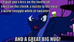 Size: 832x468 | Tagged: safe, princess luna, alicorn, pony, bronybait, female, horn, image macro, mare, solo