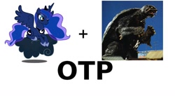 Size: 1024x563 | Tagged: safe, princess luna, alicorn, pony, exploitable meme, gamera, lunera, meme, otp, shipping, simple background, vector, white background