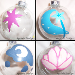 Size: 1000x1000 | Tagged: safe, lotus blossom, princess luna, trixie, twilight sparkle, appiejackie, appixie, glass, no pony, ornament