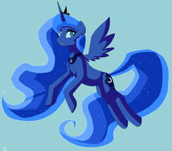 Size: 1050x923 | Tagged: safe, artist:sallymon, princess luna, alicorn, pony, flying, simple background, solo