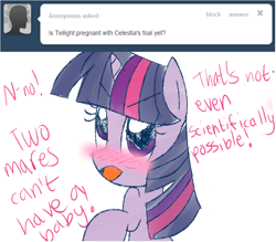 Size: 944x828 | Tagged: safe, princess celestia, twilight sparkle, alicorn, pony, blushing, solo, tumblr