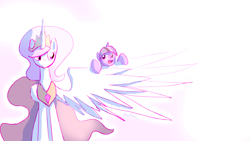 Size: 6643x3736 | Tagged: safe, artist:darkflame75, princess celestia, twilight sparkle, alicorn, pony, filly, wings