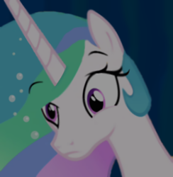 Size: 414x424 | Tagged: safe, artist:totallynotabronyfim, princess celestia, alicorn, pony, female, horn, mare, multicolored mane, solo, underwater, white coat