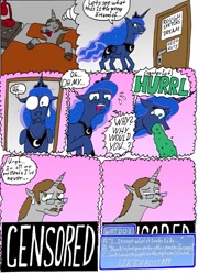 Size: 721x1000 | Tagged: safe, artist:wolfman-al, princess luna, oc, alicorn, pony, comic, dialogue, dream walker luna, rough sketch, vomit