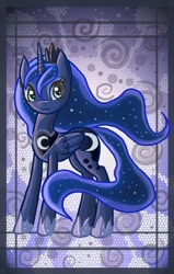 Size: 1400x2200 | Tagged: safe, artist:raptor007, princess luna, alicorn, pony, female, horn, mare, simple background, solo