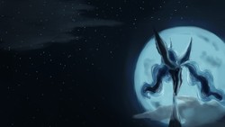 Size: 4000x2250 | Tagged: safe, artist:darkflame75, princess luna, alicorn, pony, balancing, majestic, moon, night, sky, solo, spread wings, stars