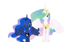 Size: 3937x2215 | Tagged: safe, artist:uxyd, artist:vipeydashie, princess celestia, princess luna, alicorn, pony, face swap, simple background, something fishy..., transparent background, vector, you'll play your part