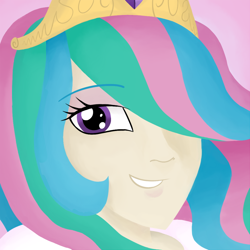 Size: 750x750 | Tagged: safe, artist:dundabre000, princess celestia, bust, humanized, smiling, solo