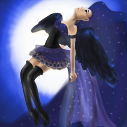 Size: 2000x2000 | Tagged: safe, artist:valeriyashyshkina, princess luna, humanized, solo, winged humanization