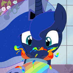 Size: 600x600 | Tagged: safe, artist:latiken, princess luna, alicorn, pony, eating, licking, solo, tongue out, zap apple jam