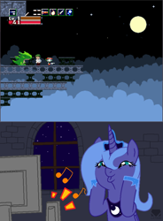 Size: 644x875 | Tagged: safe, artist:latiken, princess luna, alicorn, pony, cave story, crossover, dashface, gamer luna, s1 luna, woona