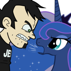 Size: 300x300 | Tagged: safe, artist:mixermike622, princess luna, human, angry, dan, dan vs, dan vs fim, yelling