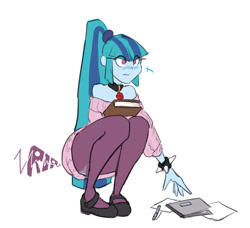 Size: 1199x1094 | Tagged: safe, artist:moronsonofboron, sonata dusk, equestria girls, ripped stockings, simple background, solo, sonata donk, the ass was fat, wardrobe malfunction, white background