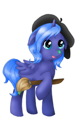 Size: 900x1404 | Tagged: safe, artist:h00fbump, princess luna, alicorn, pony, paintbrush, simple background, solo, tongue out, woona