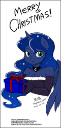 Size: 385x800 | Tagged: safe, artist:darkponysoul, artist:shepherd0821, princess luna, anthro, ambiguous facial structure, christmas, clothes, colored, santa costume, solo