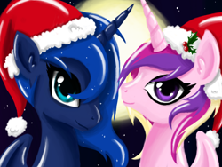 Size: 680x512 | Tagged: safe, artist:silvercommando, princess cadance, princess luna, alicorn, pony, crown, duo, female, females only, mare, multicolored mane