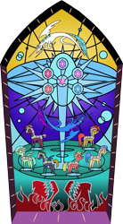 Size: 811x1471 | Tagged: safe, artist:xenoneal, princess celestia, princess luna, alicorn, pony, .svg available, stained glass, svg, vector