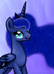 Size: 543x738 | Tagged: safe, artist:xarazura, princess luna, alicorn, pony, female, horn, mare, simple background, solo