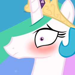 Size: 1000x1000 | Tagged: safe, princess celestia, alicorn, pony, blushing, bust, embarrassed, face, female, frown, mare, solo, wide eyes