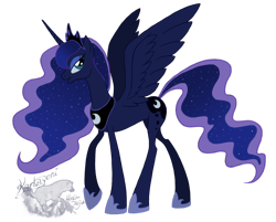 Size: 1024x825 | Tagged: dead source, safe, artist:kantayeni, princess luna, alicorn, pony, simple background, solo, transparent background