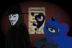 Size: 1800x1200 | Tagged: safe, artist:lonewolf3878, princess luna, alicorn, pony, crossover, v (v for vendetta), v for vendetta