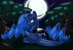 Size: 4000x2750 | Tagged: safe, artist:wojtovix, princess luna, alicorn, pony, absurd resolution, moon, smiling, solo