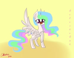 Size: 869x686 | Tagged: safe, artist:celeste-cat, princess celestia, alicorn, butterfly, pony, cute, cutelestia, solo