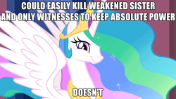 Size: 640x360 | Tagged: safe, princess celestia, alicorn, pony, good goddess celestia, good guy greg, image macro, solo