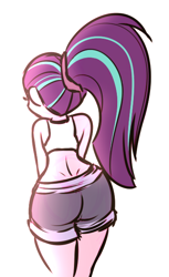 Size: 386x632 | Tagged: safe, artist:mayde-m, aria blaze, equestria girls, alternate hairstyle, arse-ia blaze, ass, rear view, simple background, solo, the ass was fat, white background